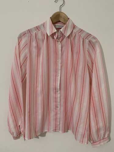 Vintage red Blouse Shirt red and white stripe pat… - image 1