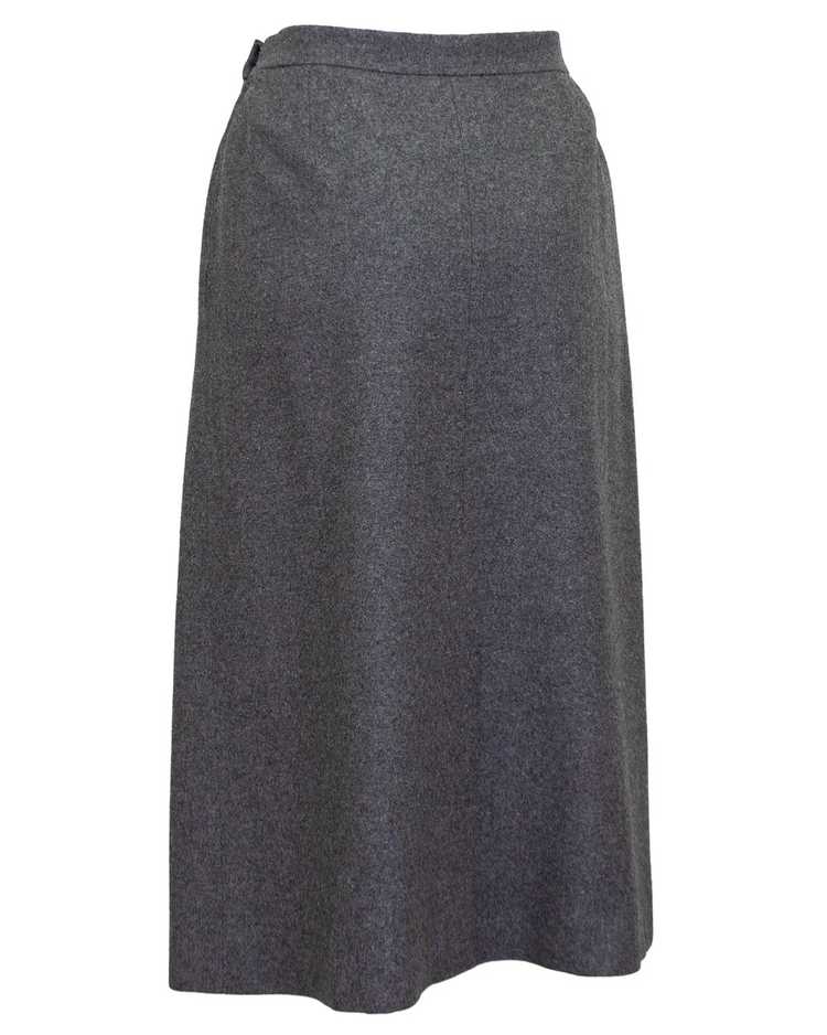 Hermes Grey Wool Skirt with Leather Detail - image 2