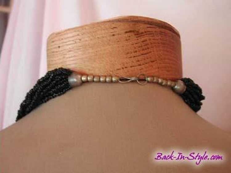 Black Multi-Strand Beaded Necklace - image 2