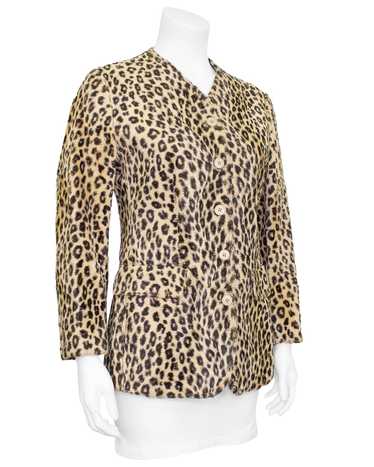 Kenzo Leopard Faux Fur Collarless Jacket