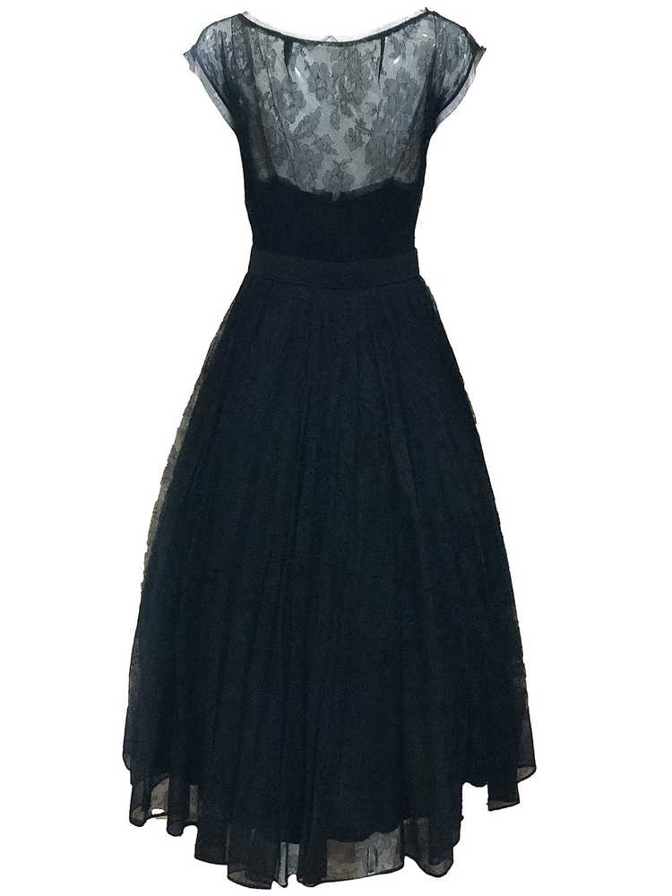 50s Black Chantilly Lace High Style Cocktail Dress - image 3