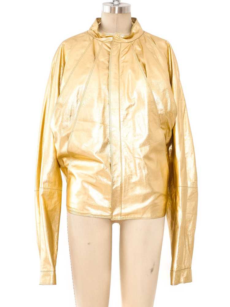 Gianni Versace Metallic Gold Leather Jacket - image 2