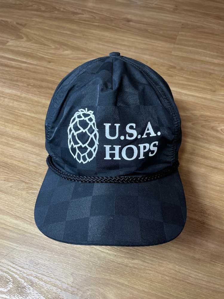 Made In Usa × Vintage Vtg USA Hops Hat Black Chec… - image 2