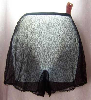 Vntg Illusion Black Sheer Nylon Bikini Panties M Floral 4149 NWT NOS