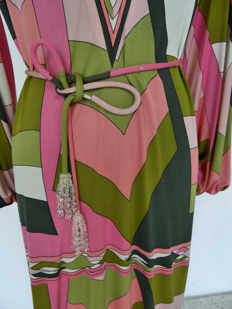 Vintage Emilio Pucci silk dress ,deep v cut puffy… - image 3