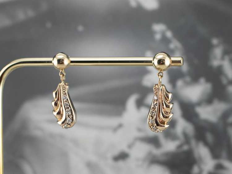 Vintage Cascading Diamond Gold Drop Earrings - image 9