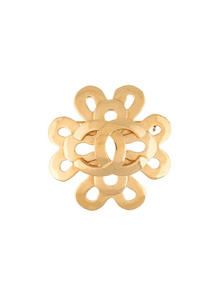 CHANEL Pre-Owned 1995 twisted CC brooch - Gold - image 1