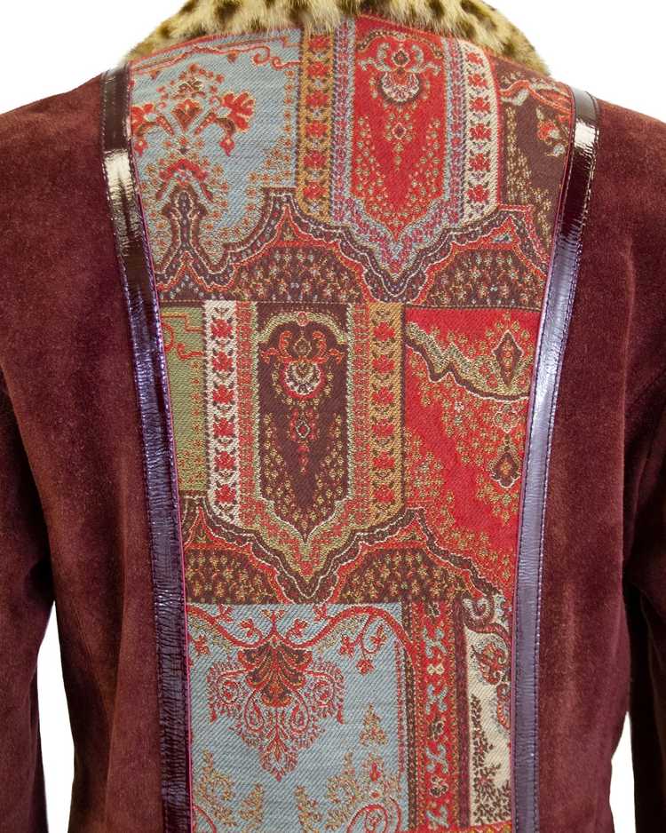 Etro Burgundy Suede & Paisley Coat With Stencille… - image 6