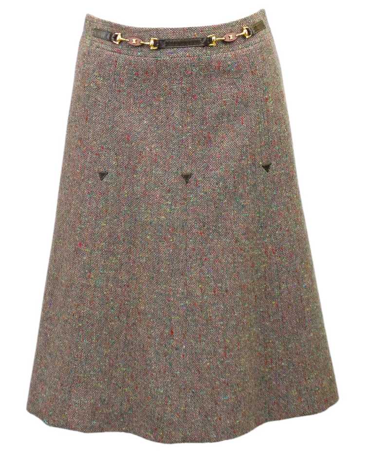 Celine Brown Herringbone Wool Skirt Suit - image 4