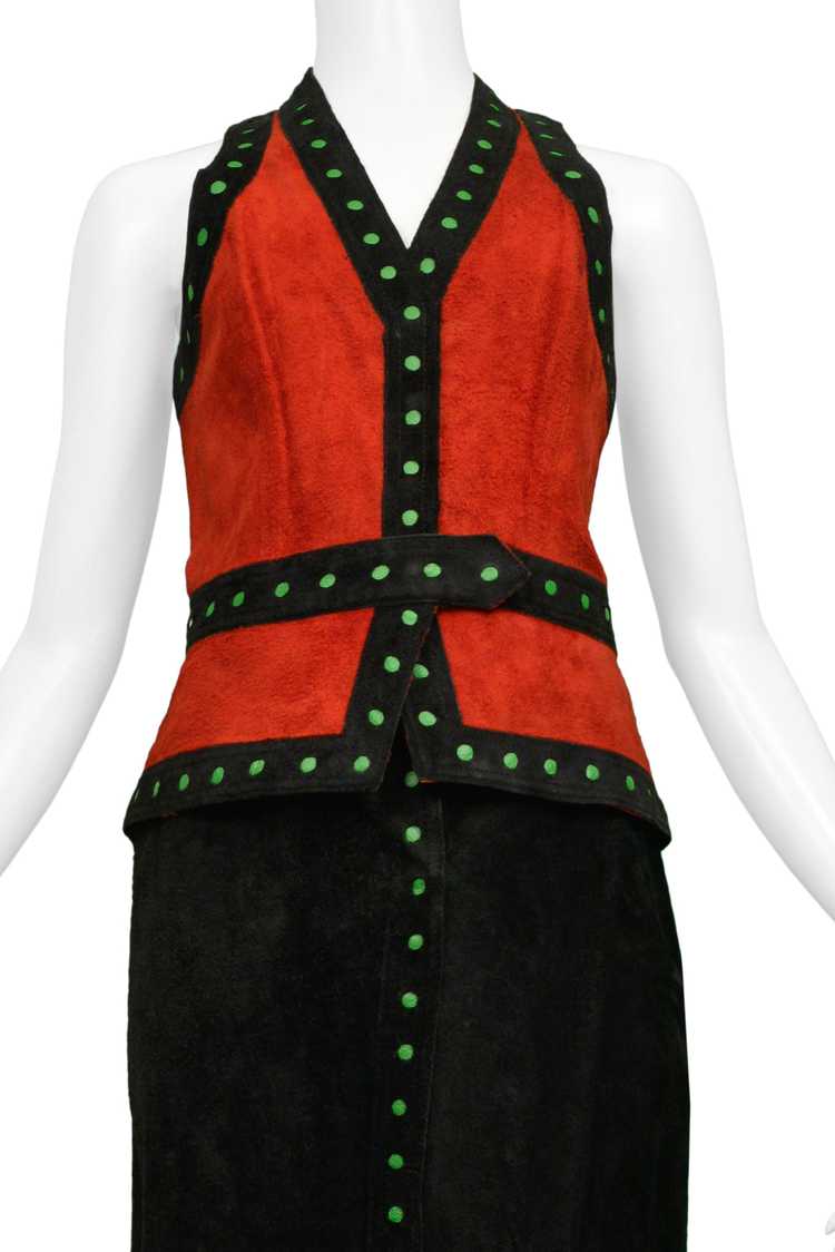 GIORGIO SANT ANGELO BLACK & RED SUEDE VEST AND SK… - image 2