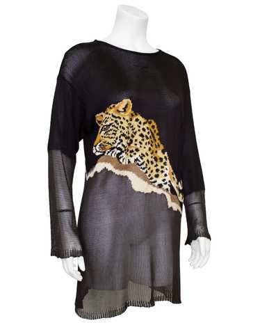 Krizia Brown Knit Tunic Length Sweater with Leopar