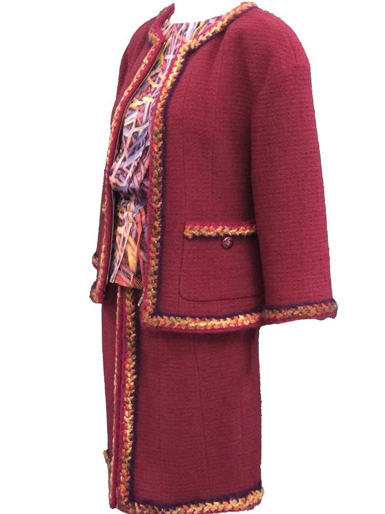 Chanel Contemporary Burgundy Boucle Suit with Mat… - image 2