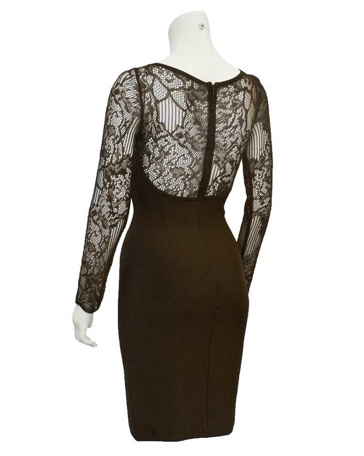 Herve Leger Brown Long Sleeve Lace cocktail - image 2