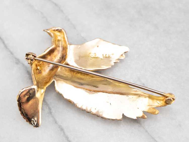 Stunning Golden Dove Brooch - image 6