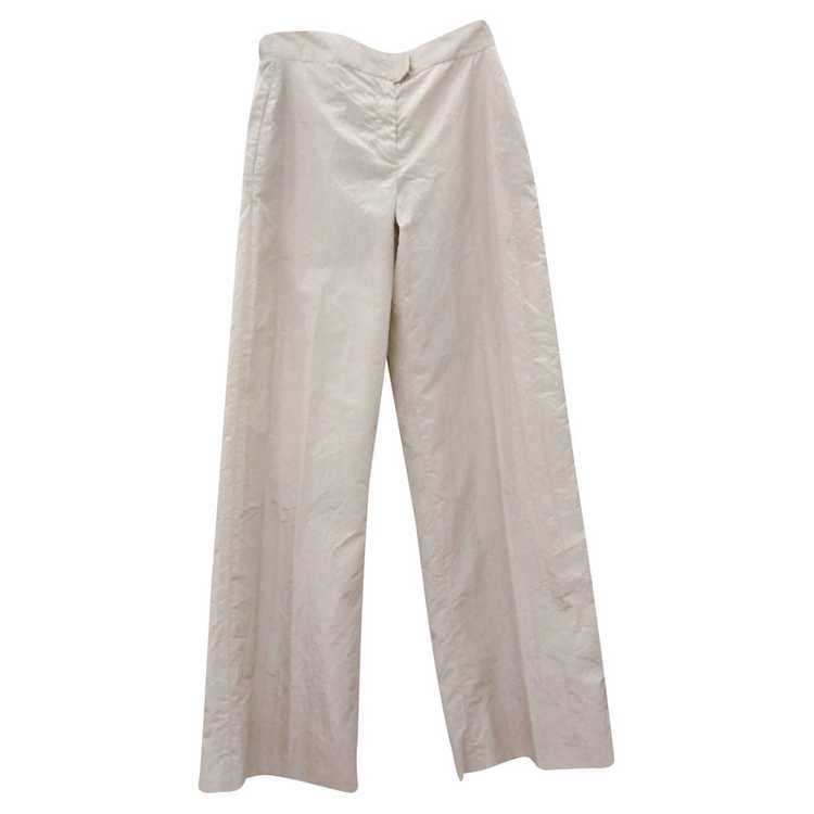 Donna Karan Trousers Silk in Cream - image 1