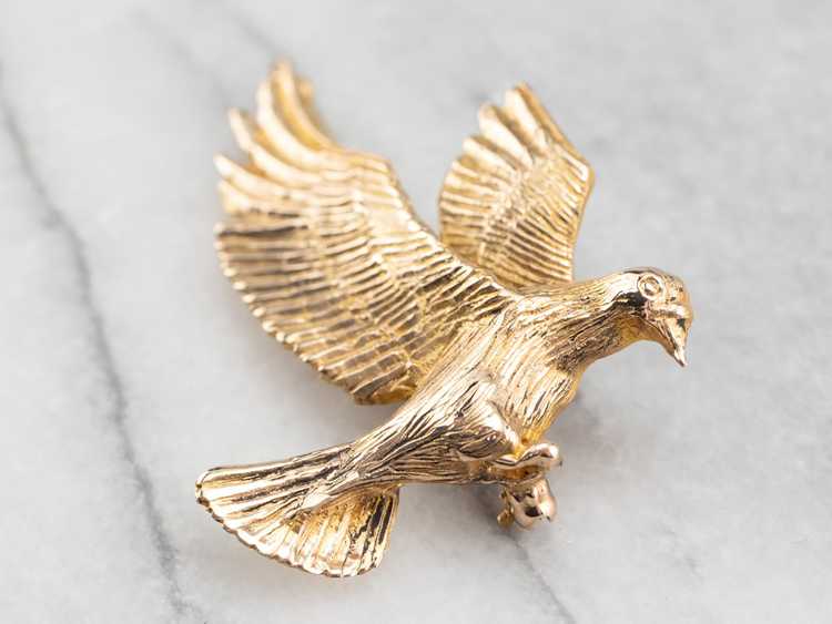 Stunning Golden Dove Brooch - image 2