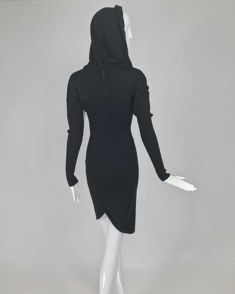 Azzedine Alaïa Black Hooded Body Con Dress 1980s - image 7