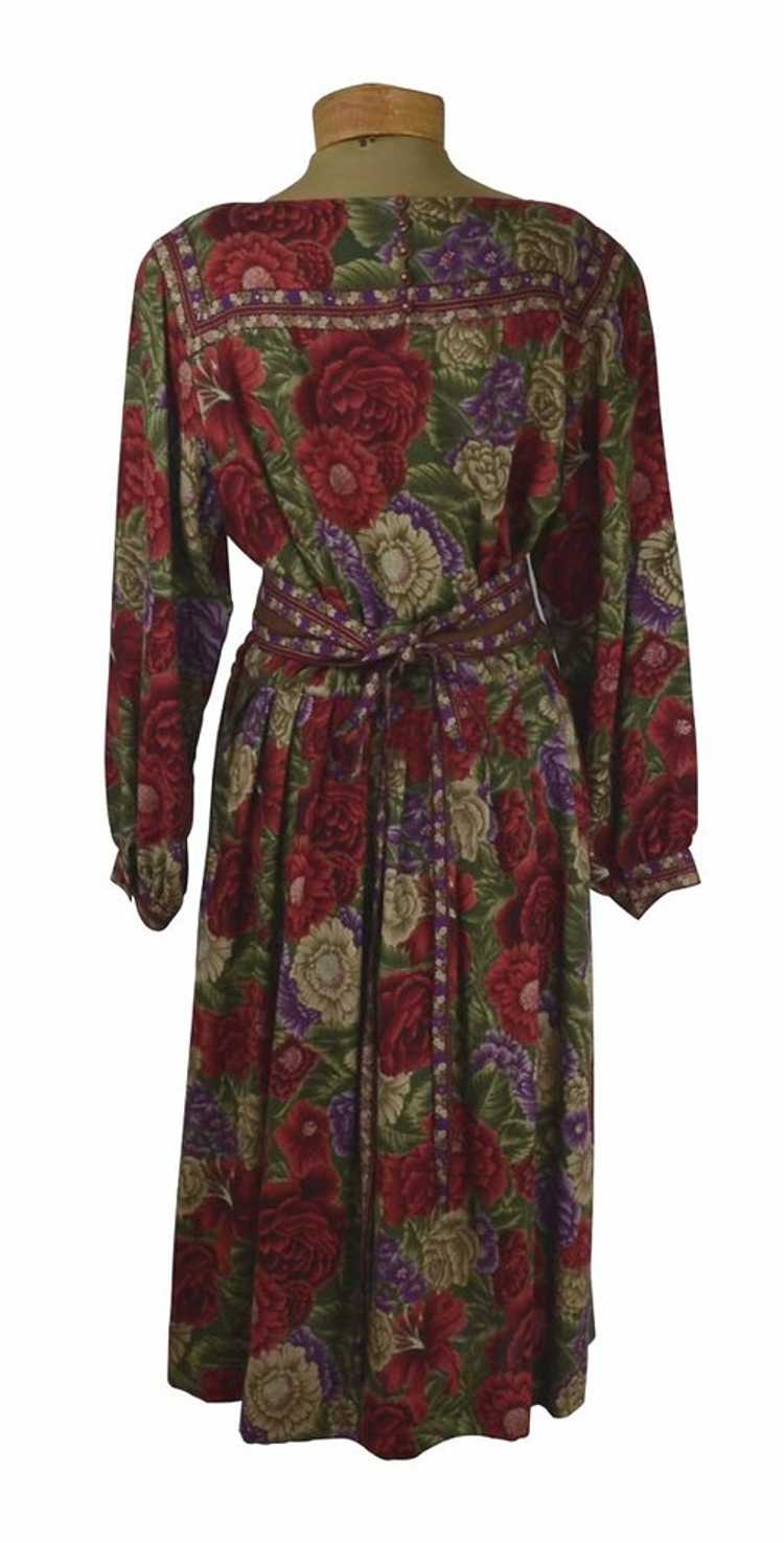 Vintage 1970s Albert Nipon Wool Rose Dress - image 2