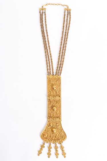 JUDITH LEIBER Long Filigree Plate Necklace II