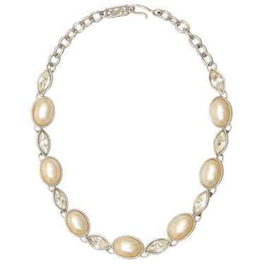 1980s Yves Saint Laurent Silver and Pearl Necklace - image 1