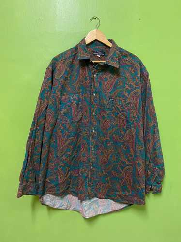 Rare 90/'s Vintage GUESS  by GEORGES MARCIANO Patterned Long-Sleeve Shirt Sz Large