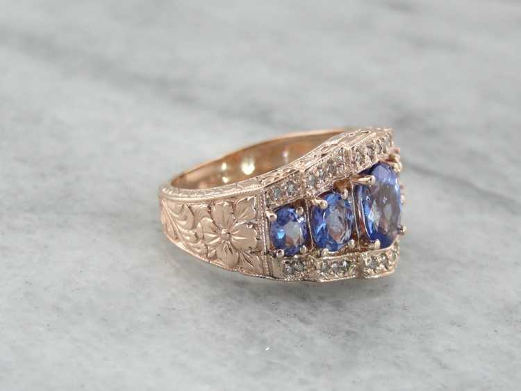Vintage Inspired Tanzanite and Diamond Ring Craft… - image 2