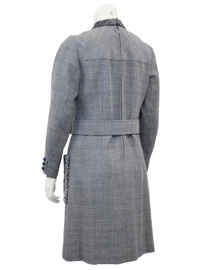 Grey Wool Weave Shift Dress with Persian Lamb Det… - image 2