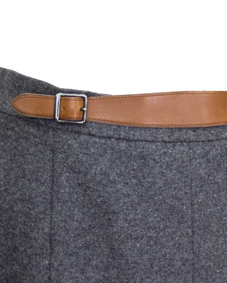Hermes Grey Wool Skirt with Leather Detail - image 4