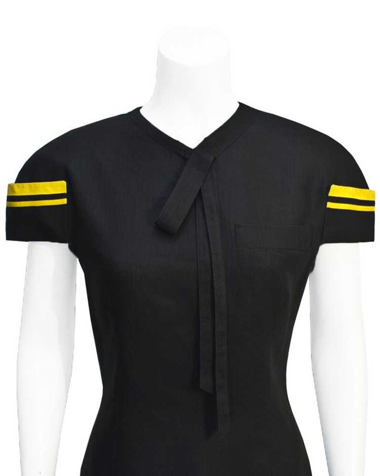 Versace Black and yellow linen dress - image 3