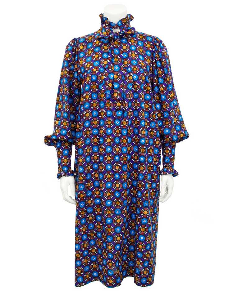 Yves Saint Laurent Blue Floral Cotton Dress - image 3