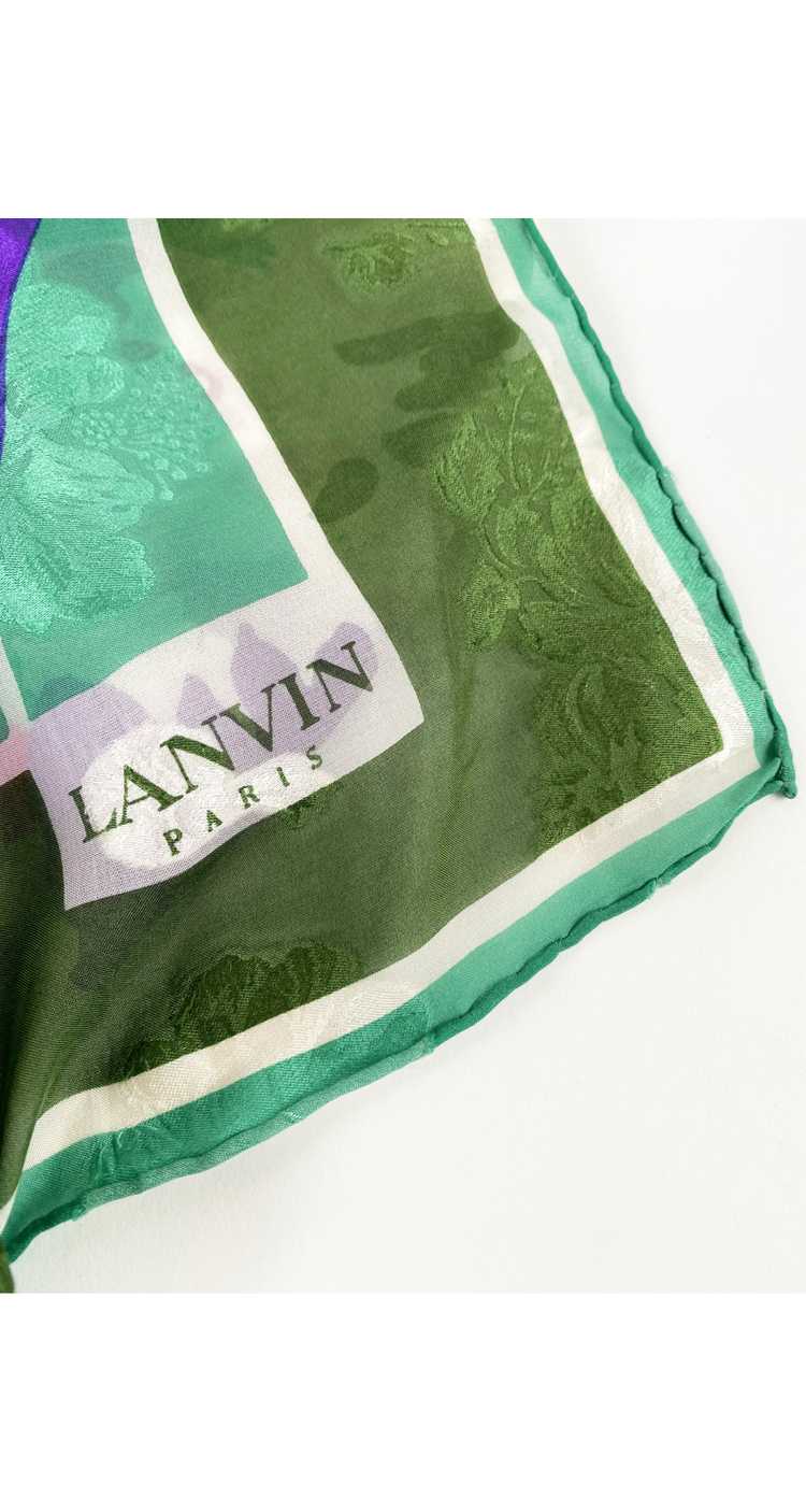 Lanvin 1980s Green Floral Jacquard Silk Chiffon S… - image 3