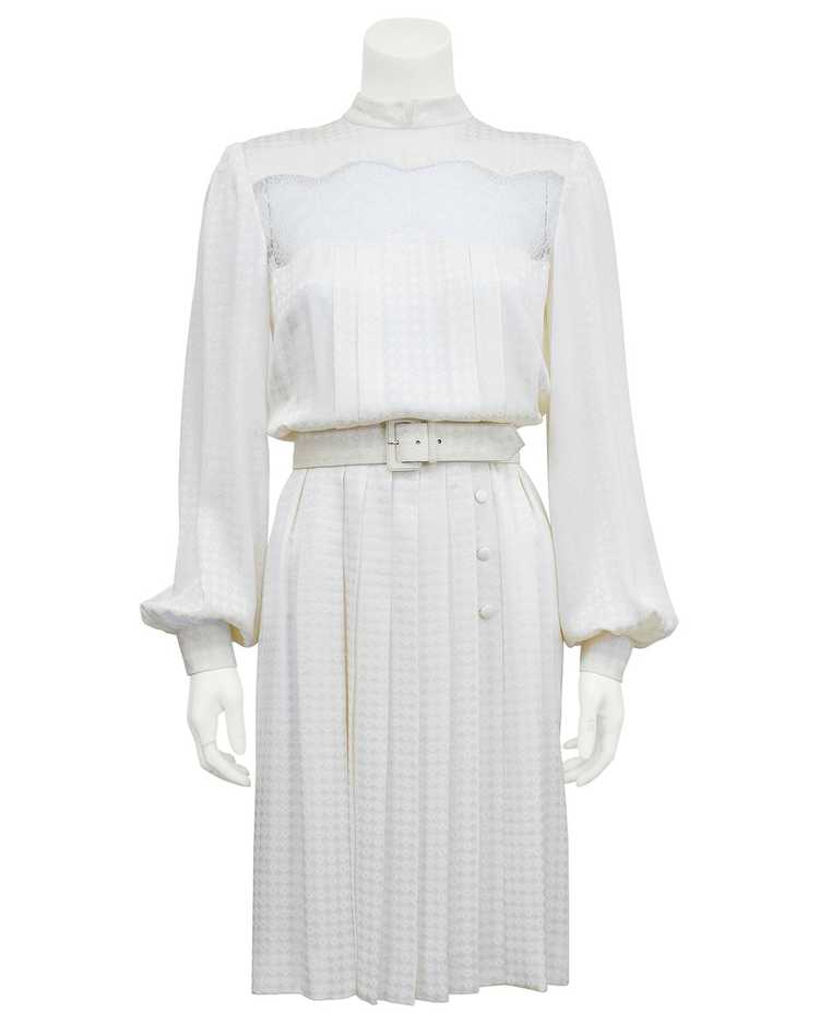 Andre Laug White Silk Jacquard and Lace Dress - image 3