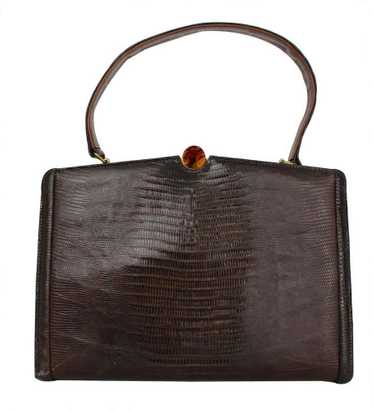 Vintage Escort 1950s Brown Lizard Handbag - image 1