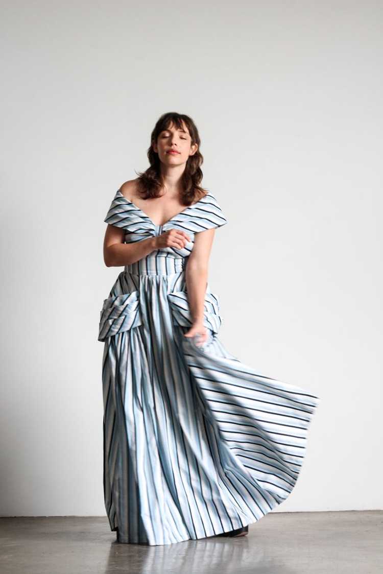 1940's striped cotton gown | VINTAGE - image 4