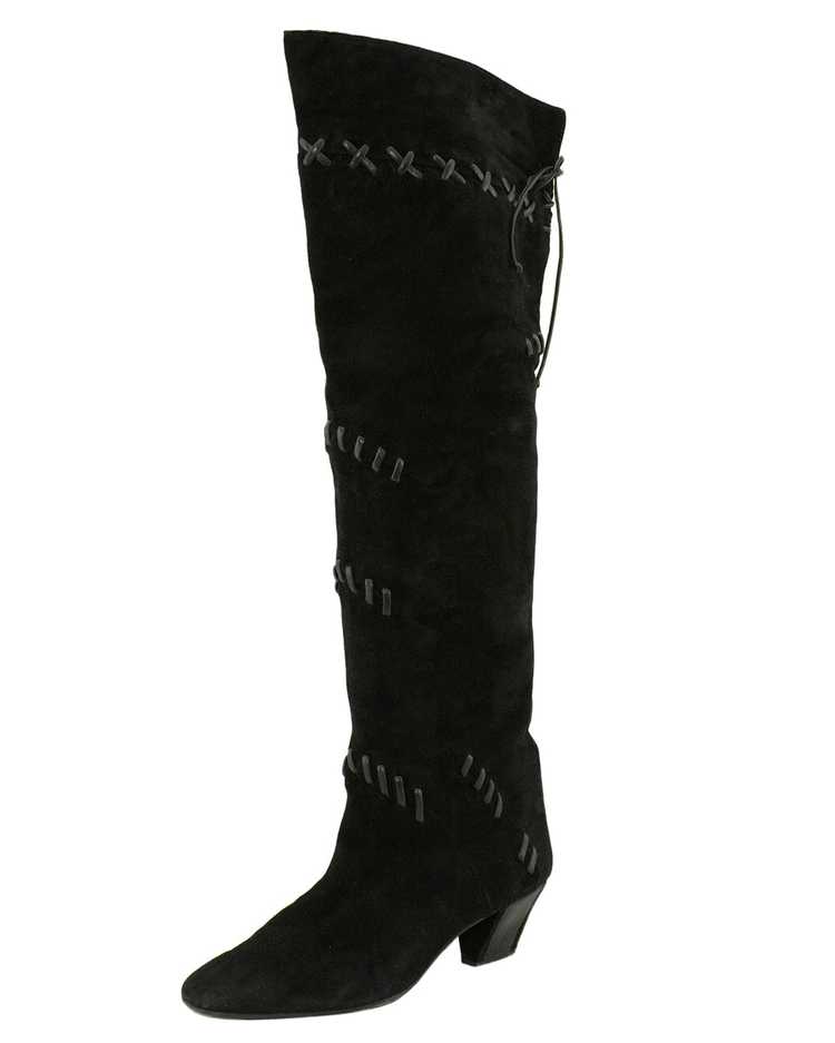 Mario Valentino Black Suede Knee Boots - image 4