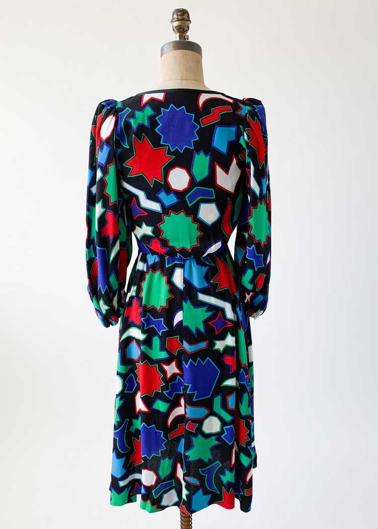 Vintage 1980s YSL Graphic Shapes Silk Dress - image 6