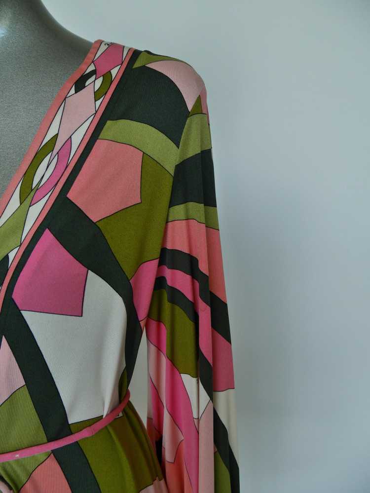 Vintage Emilio Pucci silk dress ,deep v cut puffy… - image 5