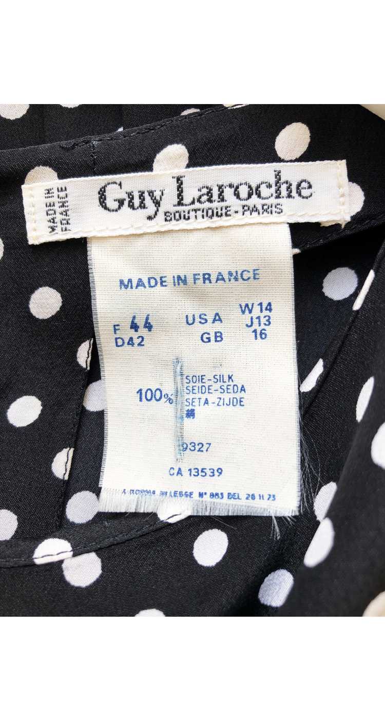 Guy Laroche 1980s Black & White Polka-Dot Pleated… - image 6