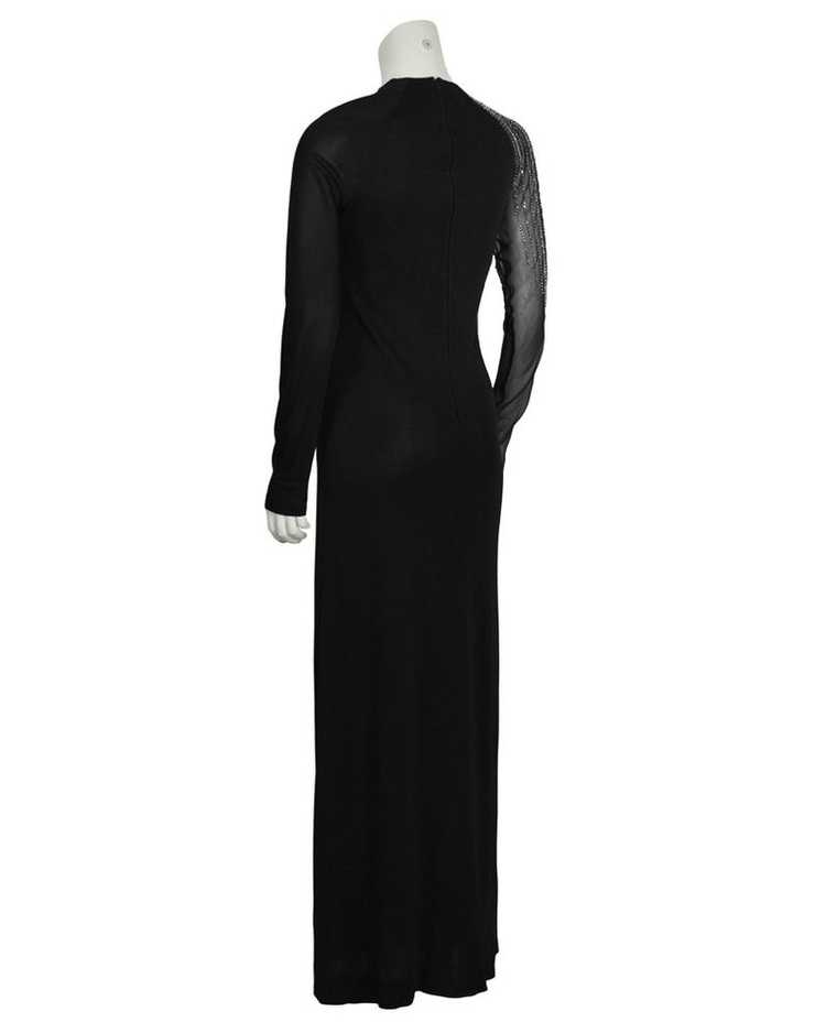 Mollie Parnis Black Gown with Illusion Beaded Sle… - image 3