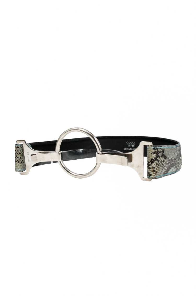 GUCCI BY TOM FORD BLUE SNAKE PRINT LEATHER BELT - image 1