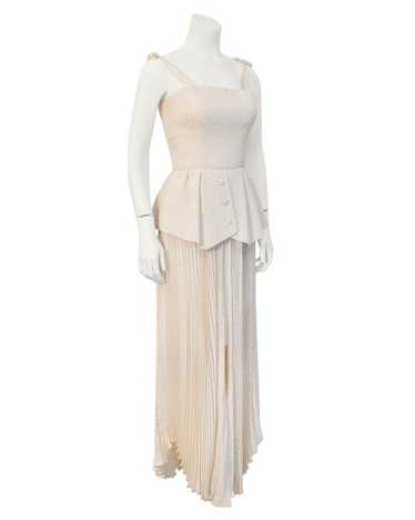 Andre Laug White Silk Peplum Gown - image 1