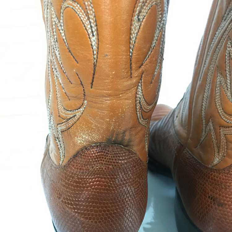 Vintage Dan Post Lizard Tan Cowboy Boots - image 8