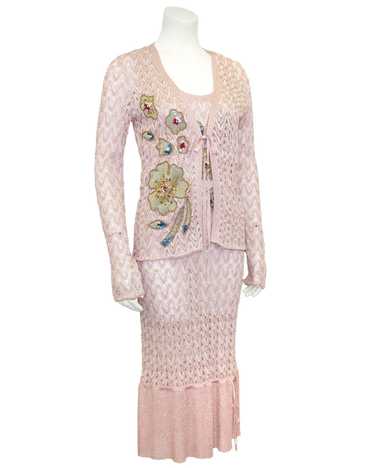 Missoni Metallic Knit Blush Pink Dress and Cardiga