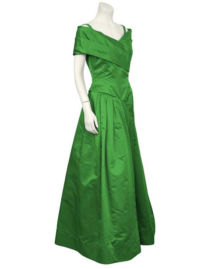 Scaasi Emerald Green Satin Gown - Gem