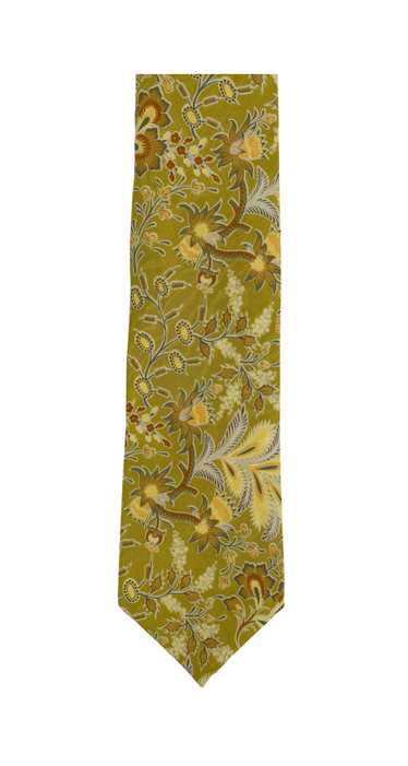 Nina Ricci 1990s Floral Chartreuse Silk Men's Tie