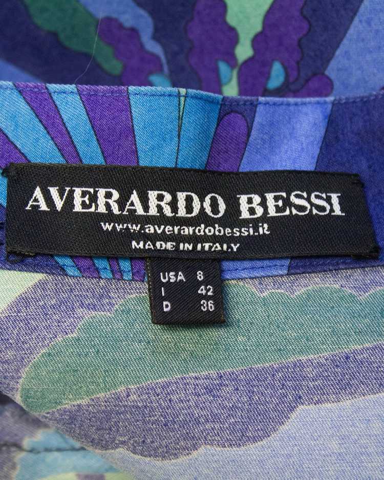 Bessi Blue Silk and Wool Printed 3/4 Length Jacket - image 5
