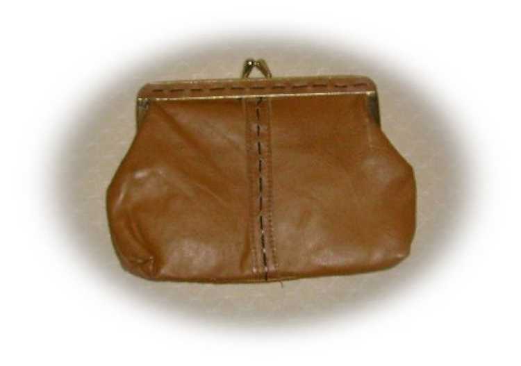 Vintage Brown Striped Suede Coin Change Purse Kiss Lock Made 