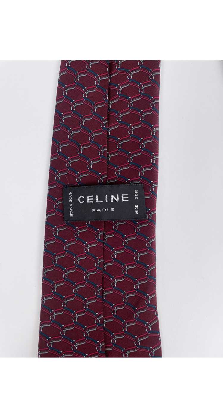 Céline 1980s Chain-Link Print Burgundy Silk Men's… - image 4