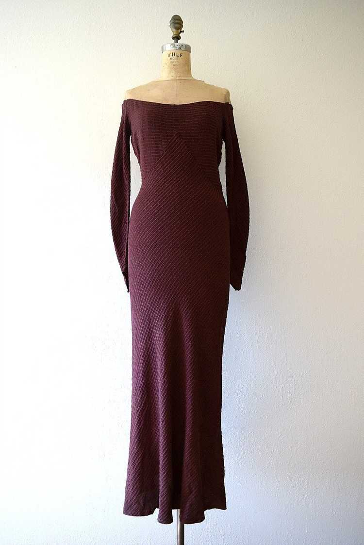 1930s knit gown . vintage 30s purple rayon knit d… - image 2