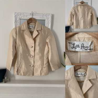 Vintage Silk Blazer Jacket - Silk Chiffon Lined -… - image 1
